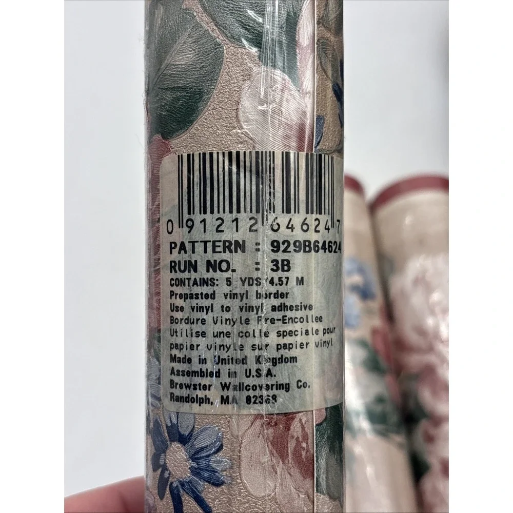 3- Brewster Home Fashions wallpaper border Floral Cottage Country NOS